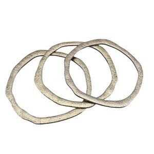 Set of 3 Brass Textured Asymmetric Bangles Gold Tone